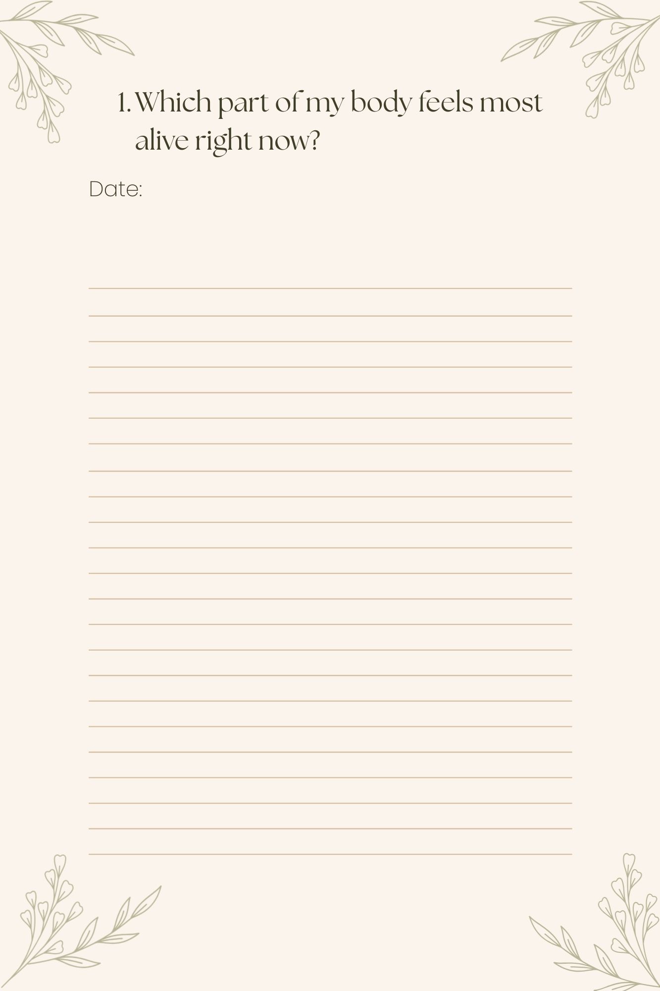 Workbook page: journaling prompt